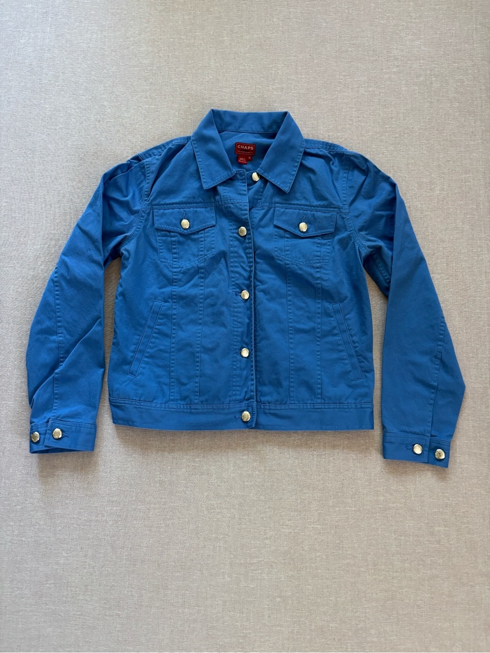 Chaps bright blue button up trucker jacket in size Medium
